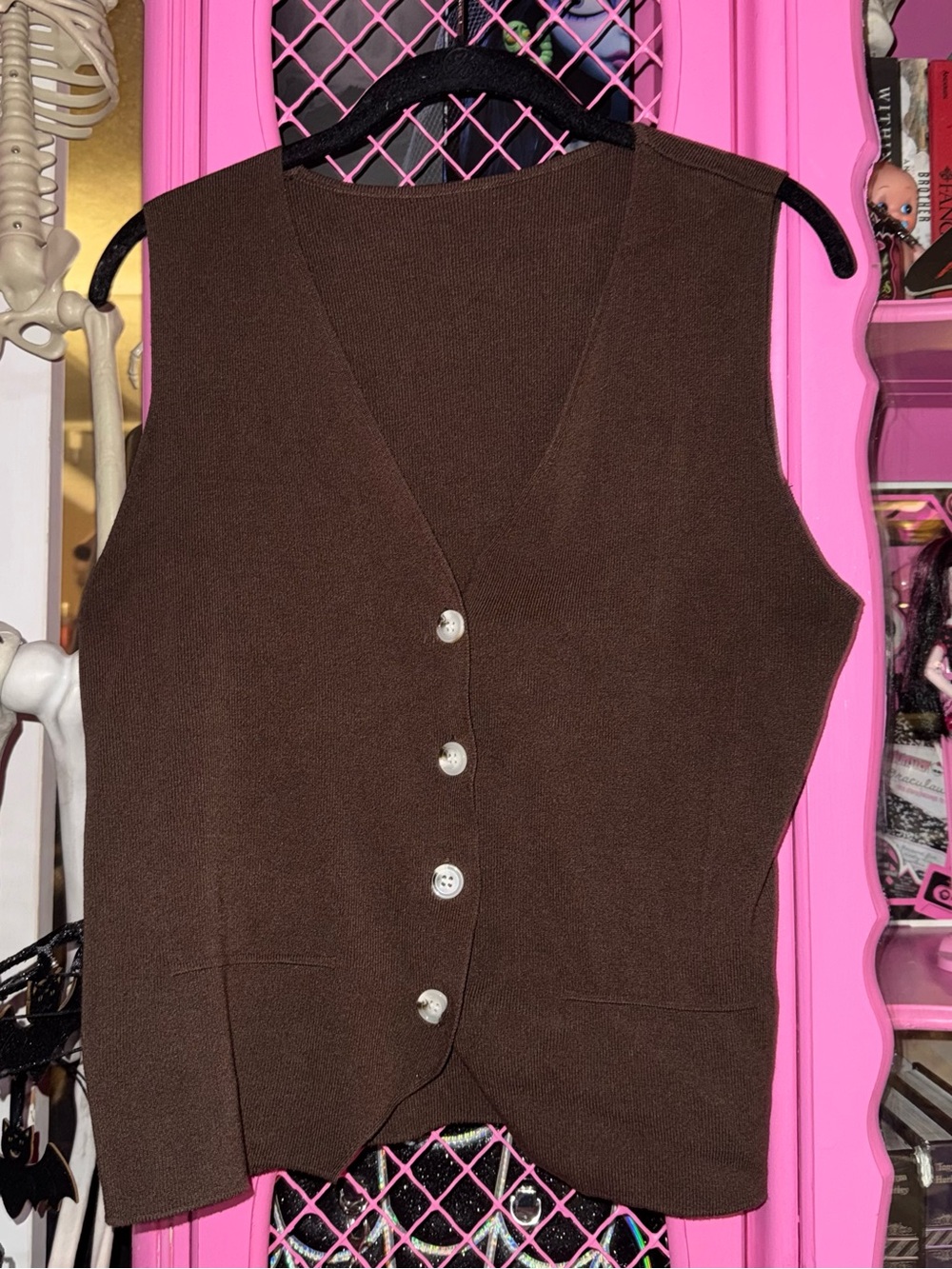 brown ribbed vest size small